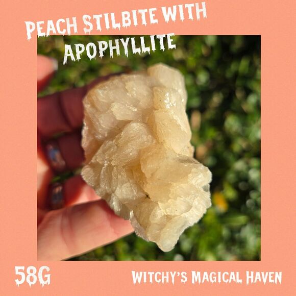 Peach Stilbite Apophyllite Cube Crystal Cluster - Picture 9 of 9